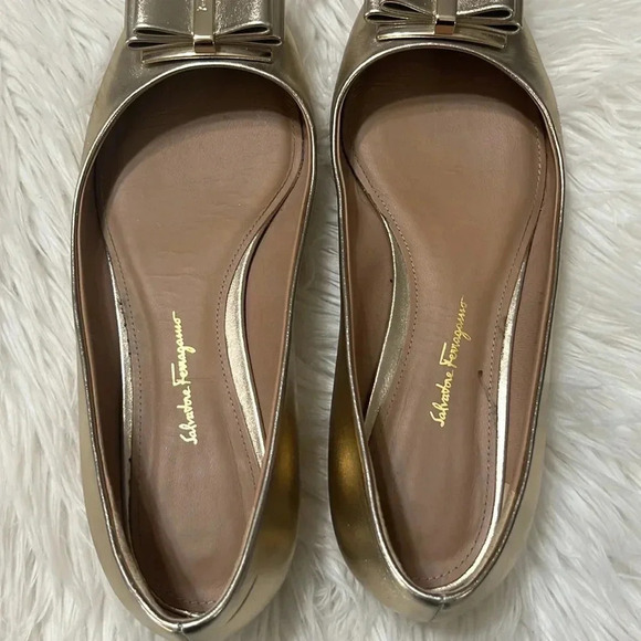 Salvatore Ferragamo - Zeri Golden pointed ballets - Picture 7 of 16